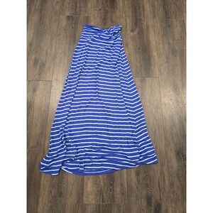 Promesa Purple Blue Striped Knit Maxi Skirt Casual Stretch Full Length